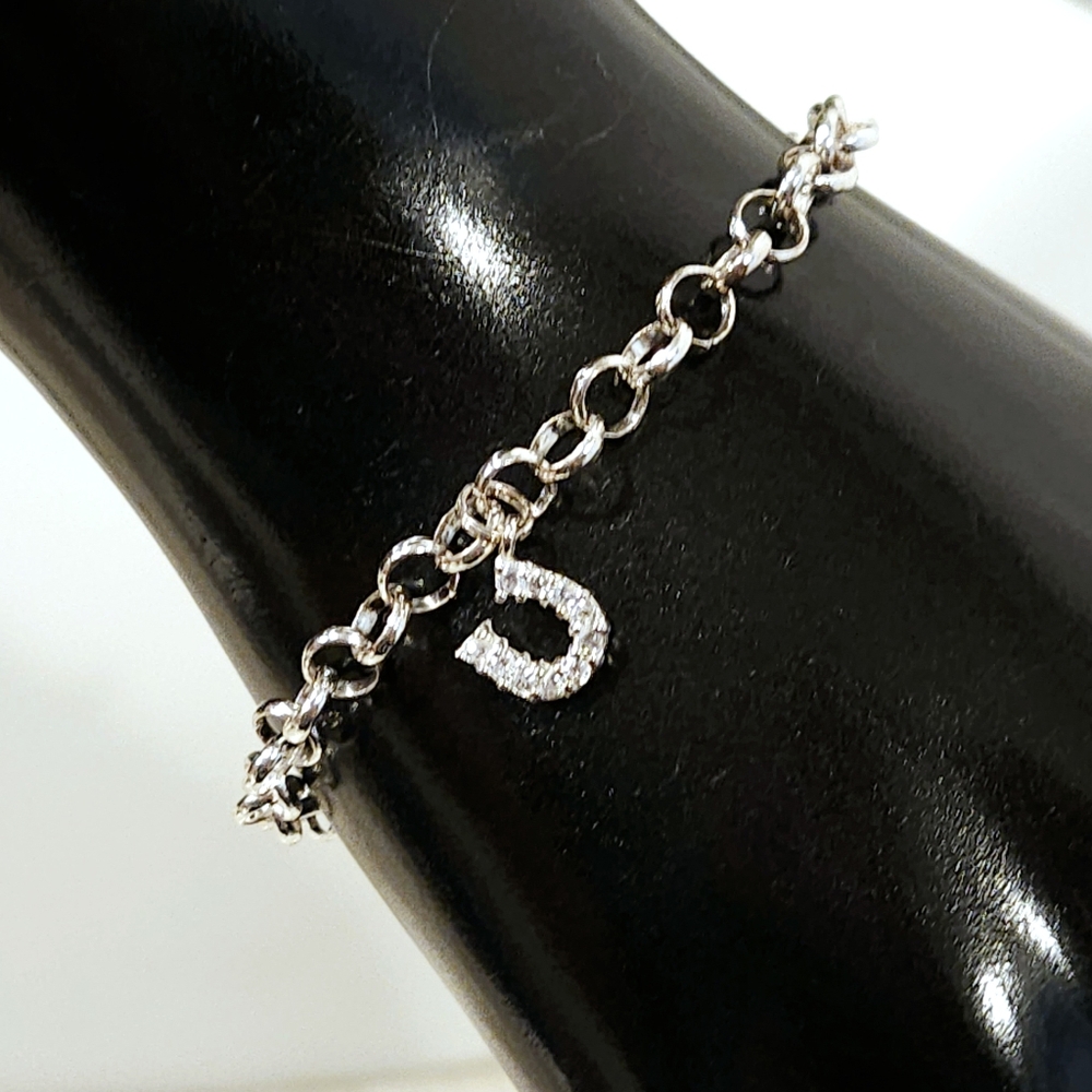 Vintage Italy Sterling Silver Plated Cubic Zirconia Horseshoe Bracelet